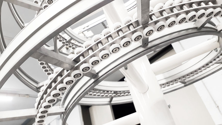 Compact spiral transport system for the economical transport of goods